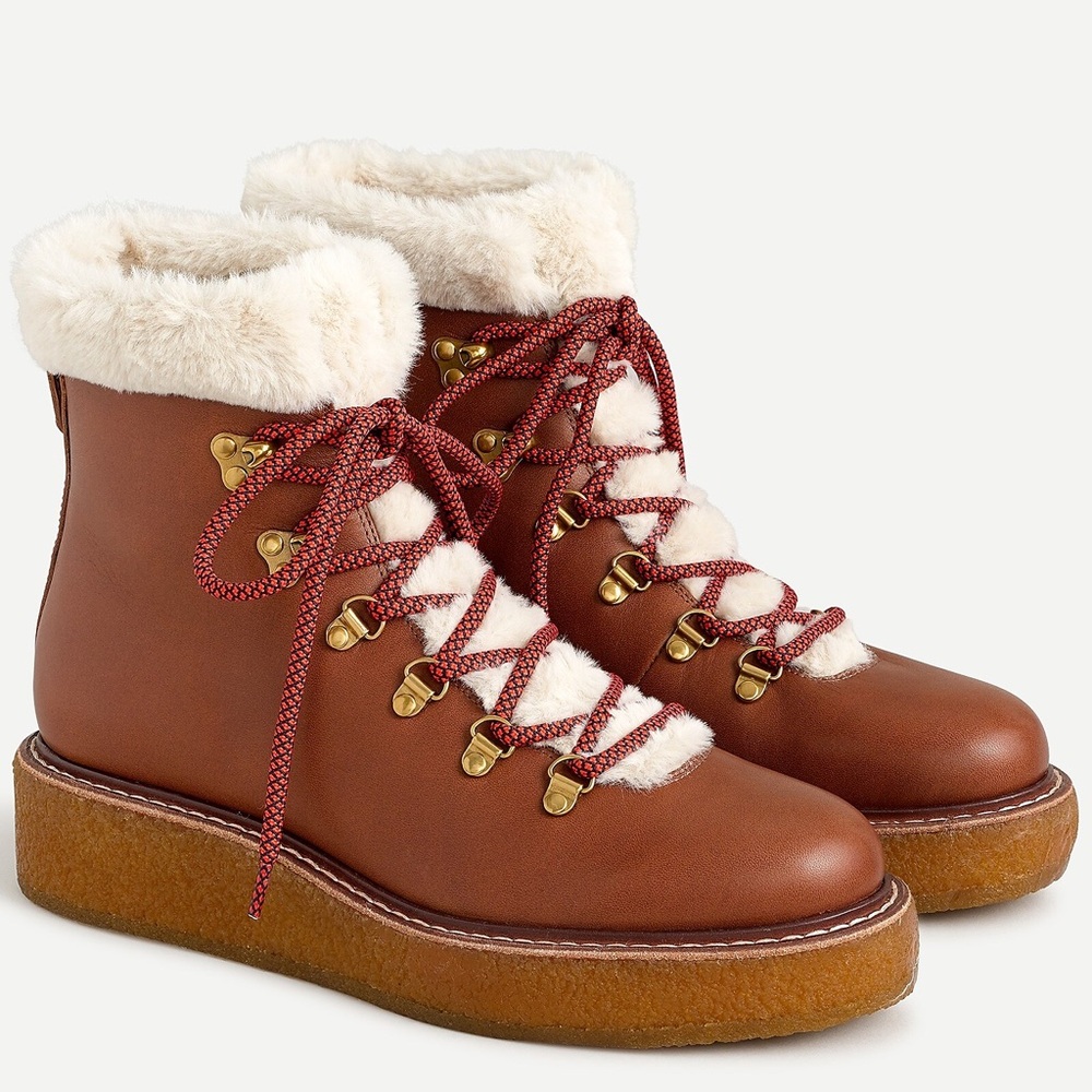 J.Crew Leather winter boots with wedge crepe sole